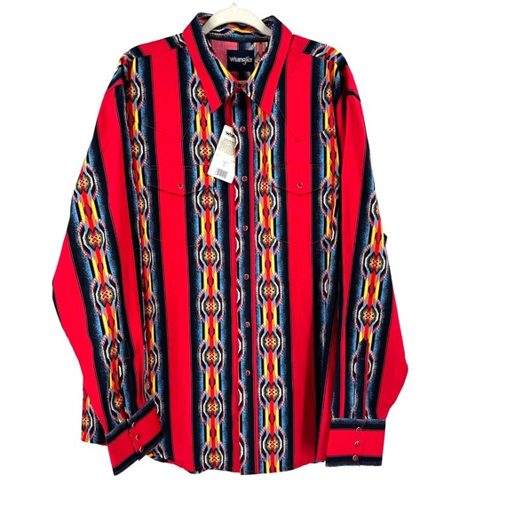 Wrangler | Shirts | Wrangler Checotah Pearl Snap Southwestern Shirt ...